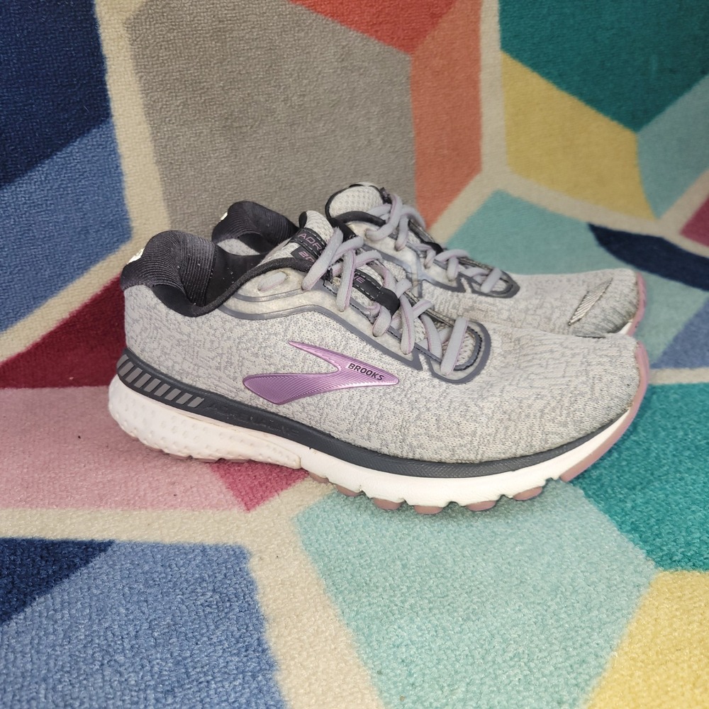 Brooks Adrenaline GTS 20 Womens 8.5 Grey Purple Running Shoes 1202961B030